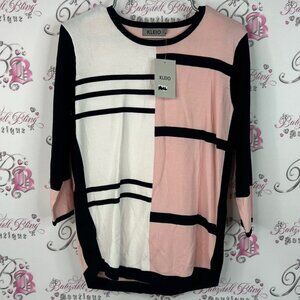 Kleio long sleeve color block shirt Long Sleeve Top - Pink, White, Black